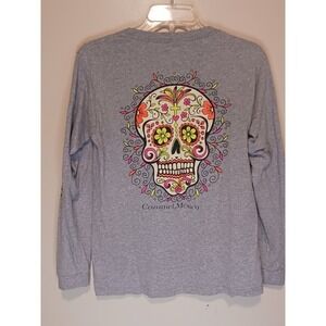Yazbeck Sugarskull Cozumel Mexico Long Sleeve Womens Small Grey Top